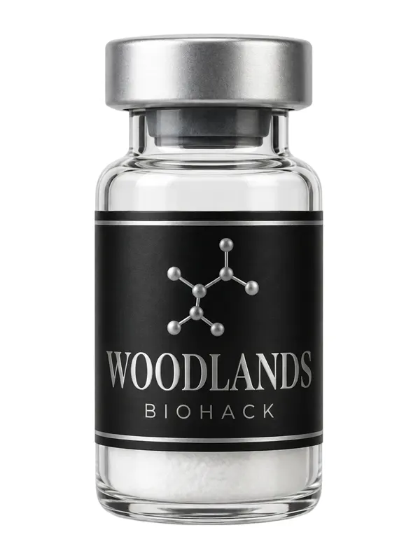 Woodlands Biohack GHK-Cu 100mg research peptide vial, front view